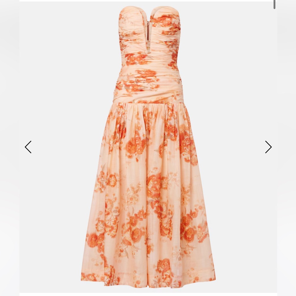 ZIMMERMANN CASCADIAN FLORAL STRAPLESS MIDI DRESS, SIZE 0 - Picture 2 of 6